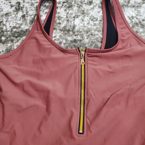 Swimsuits For All Half Front Zip One-Piece Swimsuit - Picture 2 of 9